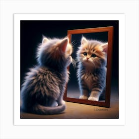 Cat In A Mirror Art Print