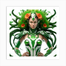 Woman In A Green Costume Art Print