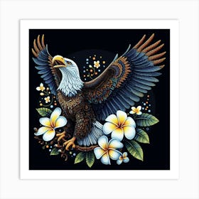 Eagle With Flowers 1 Art Print