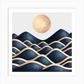 Moon And Waves 9 Art Print