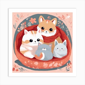 Kawaii Cats Art Print