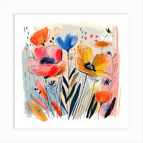 Watercolor Poppies Art Print