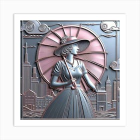 A woman with an umbrella 1 Art Print