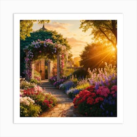 Garden at Sunset Art Print