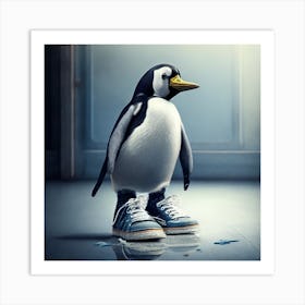 Penguin In Sneakers Art Print