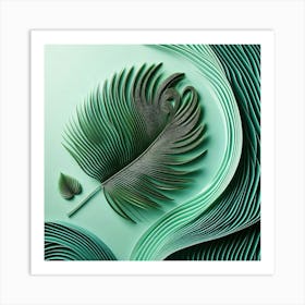 Aesthetic style, Green waves of palm leaf 2 Art Print
