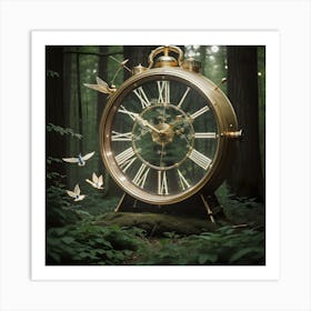 Clock In The Woods Art Print