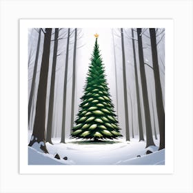 Christmas Tree In The Forest 3 Art Print