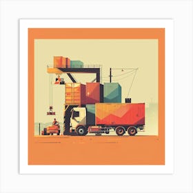 Truck With A Crane Art Print