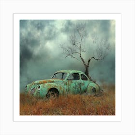 Abandoned Car in a Field # 1 Art Print