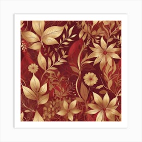 Gold And Red Leaves Art Print