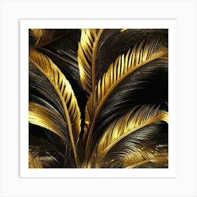 Gold Palm Leaves 1 Art Print