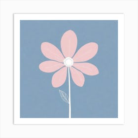 A White And Pink Flower In Minimalist Style Square Composition 346 Art Print