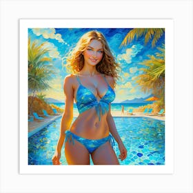 Beautiful Woman In A Bikini Art Print