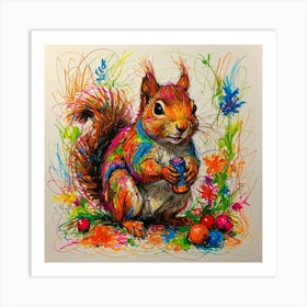 Squirrel With Candy Art Print