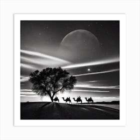 Camels In The Desert 8 Art Print