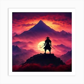 Silhouette Of A Samurai Art Print