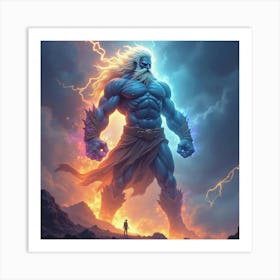 Titan In A Watercolor Magical Storm, Colorful And Powerful 1 Art Print