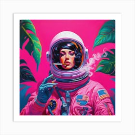 Astronaut lady smoking Art Print