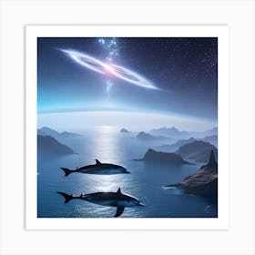 Dolphins In Space Art Print