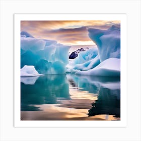 Icebergs At Sunset 40 Art Print