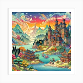 Chinese Village 1 Art Print