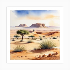 Watercolor Desert Landscape 3 Art Print