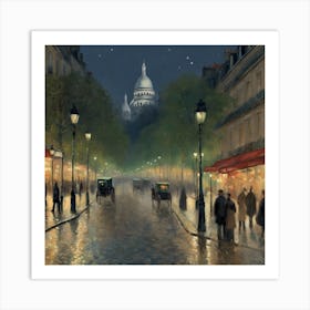 Boulevard Montmartre At Night Art Print