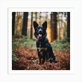 German Shepherd Dog In The Forest Art Print