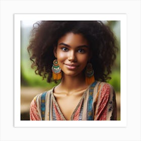 Afro-American Woman With Earrings Art Print