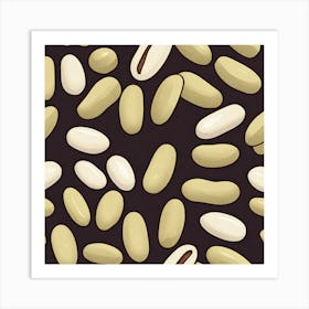 Seamless Pattern Of Coffee Beans 2 Art Print