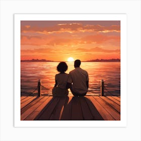 Sunset On The Dock 2 Art Print