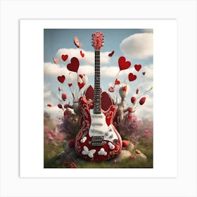 Heartstrings Monarchy Queen Of Hearts Guitar Elegance (17) Art Print