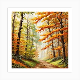 Forest In Autumn In Minimalist Style Square Composition 118 Art Print