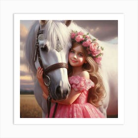 Little Girl With A Horse 1 Art Print