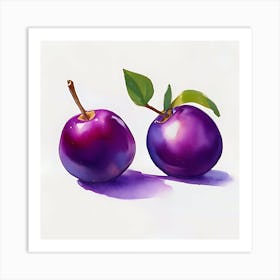 Watercolor Plum Art Print