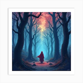 Soul In A Vibrant Watercolor Haunted Forest 1 Art Print