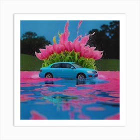 Car In Water Art Print