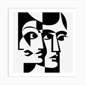 Abstract Portrait Of Two Women Art Print