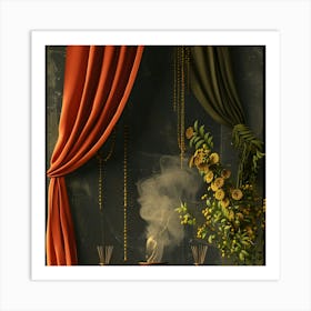 Room With Candles And Flowers Art Print