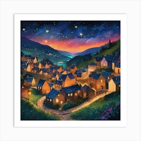 A Serene Night Scene With Vibrant Stars Art Print