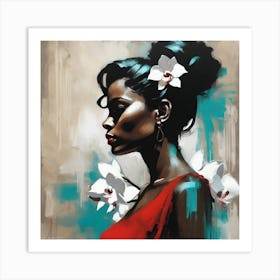 Woman With Orchids 1 Art Print