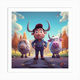 Boy And His Animals Art Print