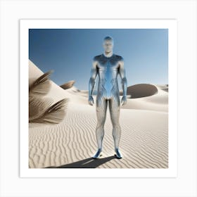 Futuristic Man Standing In Desert 4 Art Print