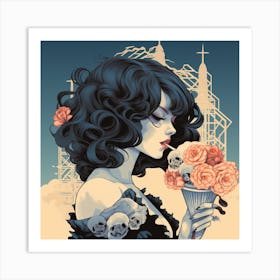 Girl With Flowers 1 Art Print