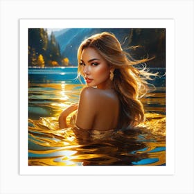 Golden Mermaid Art Print