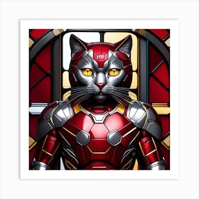 Cat, Pop Art, 3D, stained glass cat superhero limited edition 1/60 Art Print