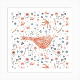 Bird In A Wildflower Meadow Art Print