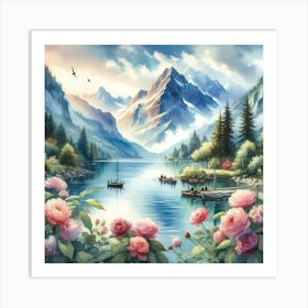 Roses By The Lake Art Print