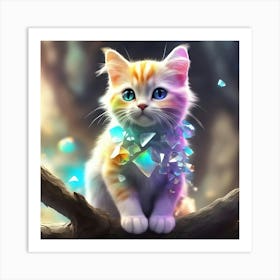 Cute Kitten With Crystals Art Print